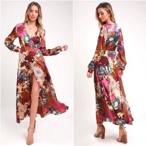 Lulu's Put On A Smile Wrap Floral Maxi Dress
